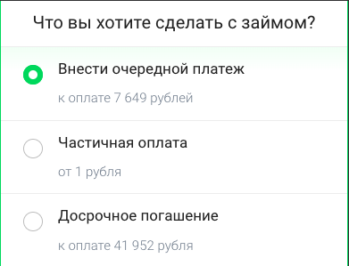 Погашение длительного займа
