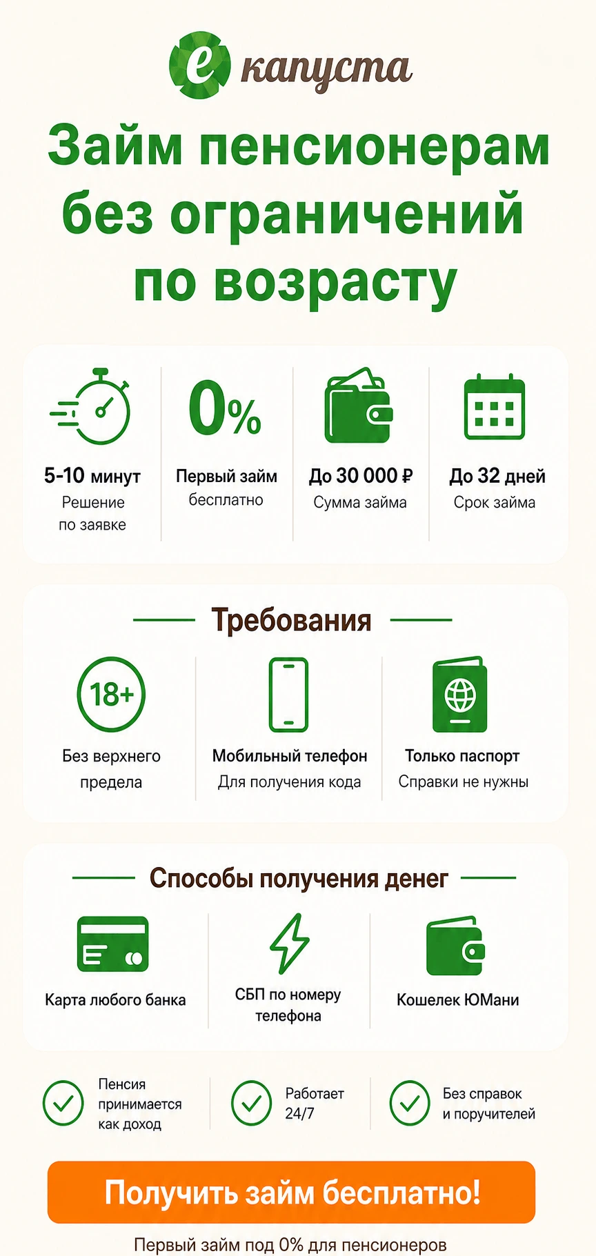 Первый займ без процентов - инфографика