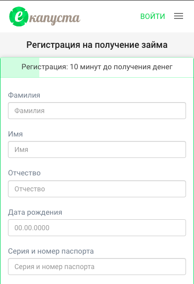 Паспортные данные для займа